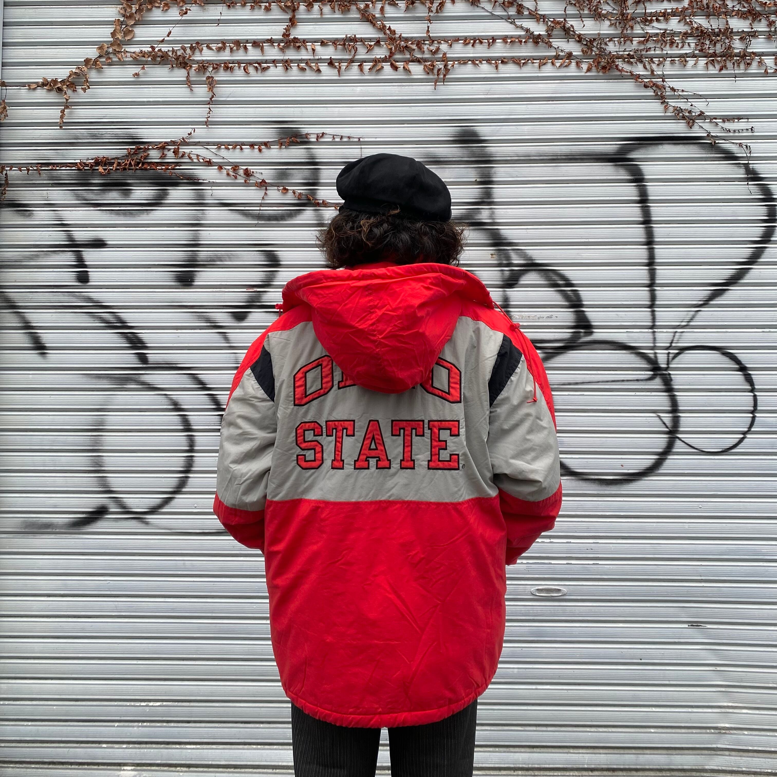 スターター オハイオ大学 ナイロンジャケット 90s古着 レッド