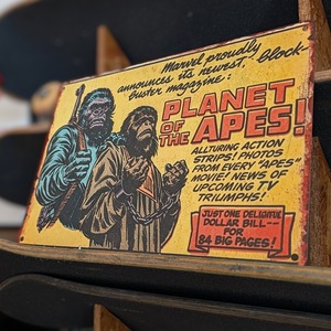 送料無料！ちょうどいいブリキ看板 【 Planet of the Apes 猿の惑星 】 METAL SIGN / メタルサイン / ブリキ看板 / サインボード / ビンテージ加工〚アメリカン雑貨 アメトイ〛