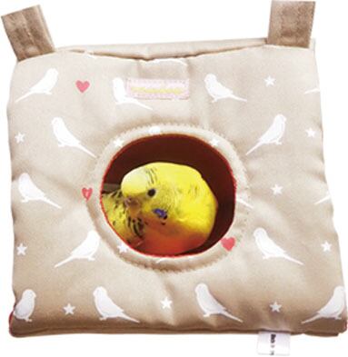 【小鳥用品】ミニミニさんかくトンネル(セキセイインコプリント)　ベージュ/ネイビー