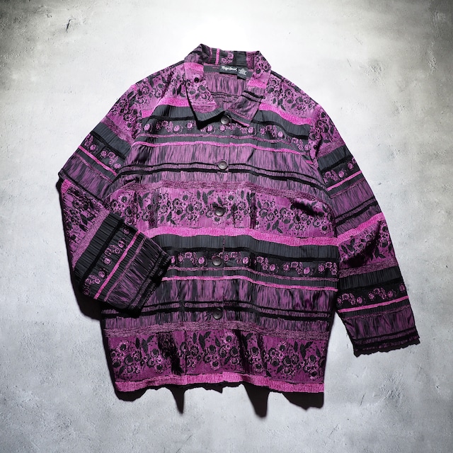 1990s Bewitching Different materials mix vintage loose purple jacket