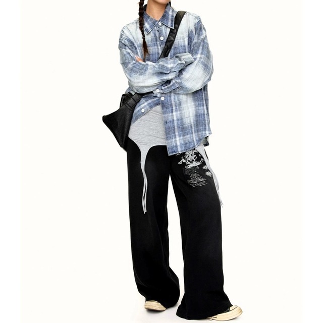 フェードグラデーションルーズシルエットチェックシャツ 1col R02652