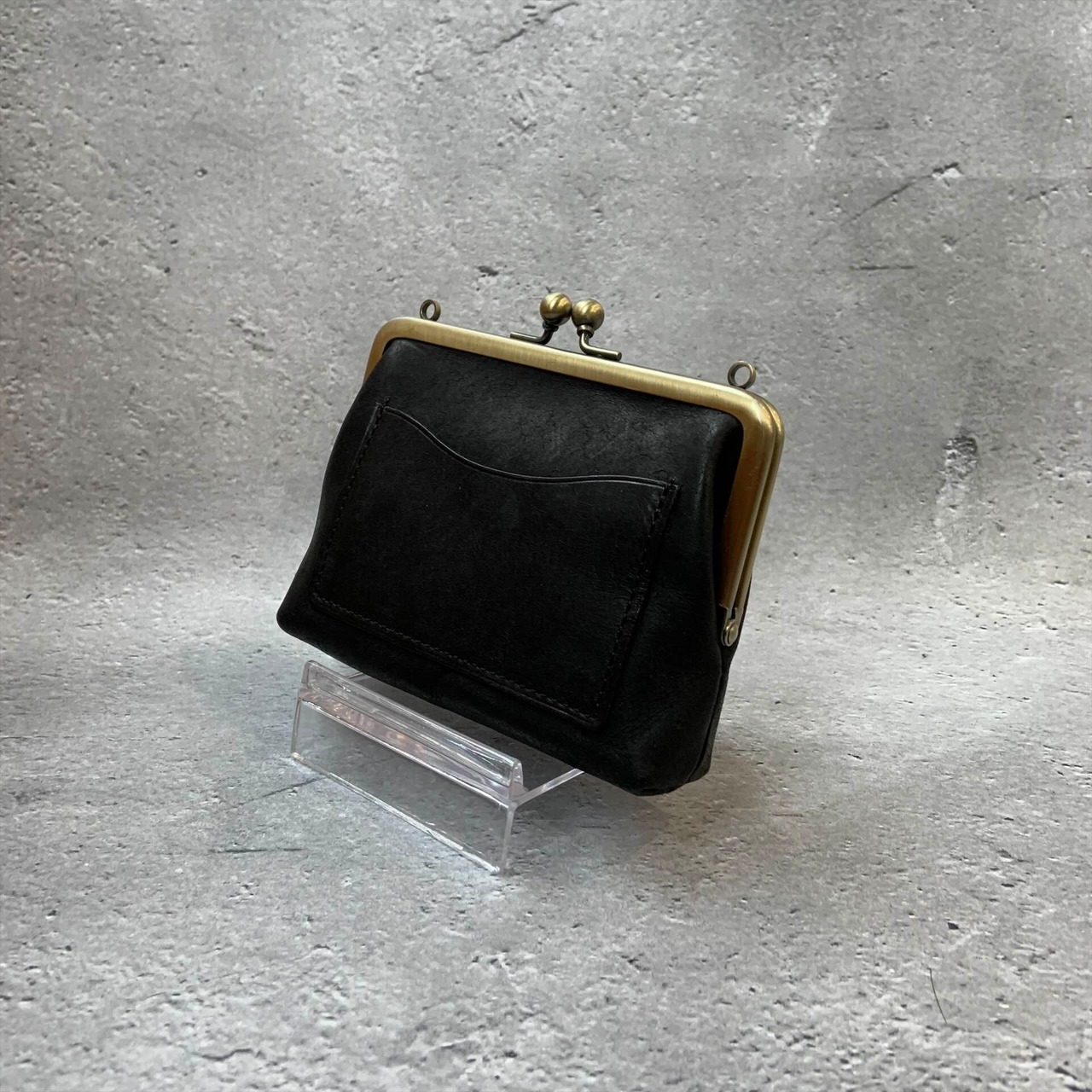 【I様オーダー品】がま口お財布ポシェット《ブラック》