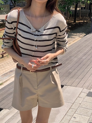 (予約)All over / Linen Crop Cardigan / 2color