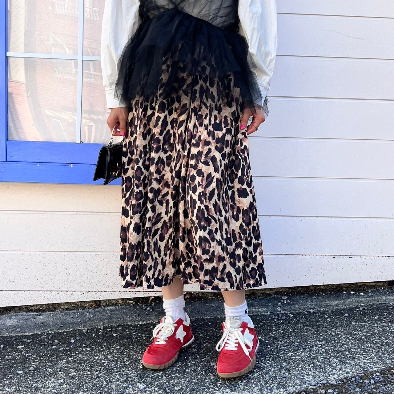 フレアレオパ柄スカート_LN02346