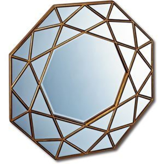 鏡 ミラー ダイヤモンドアートミラー 80cm×80cm アンティーク ゴールド  掛け鏡 金