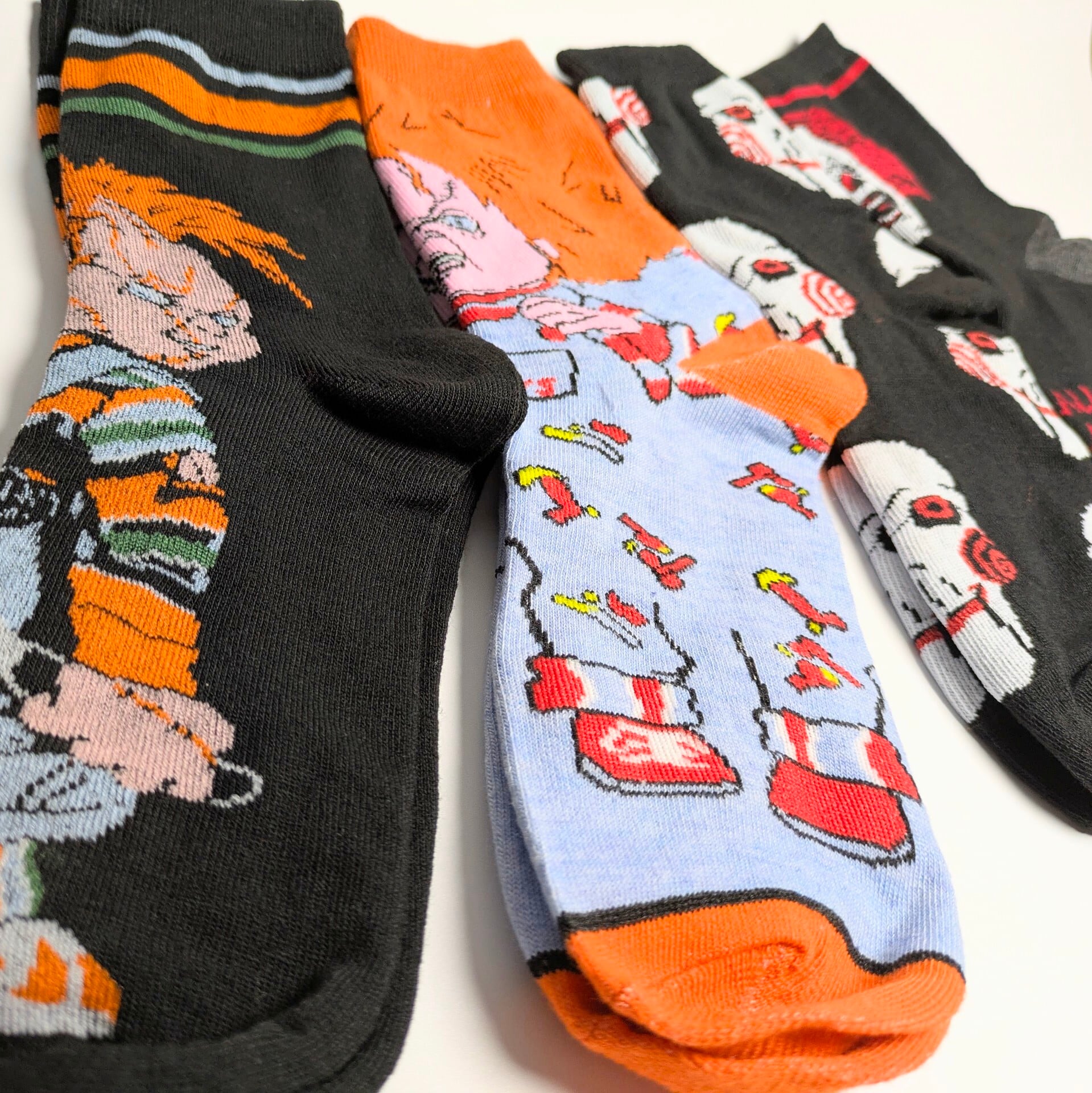 ♧ 再入荷！SPECIAL PRICE！【 crew socks / クルーソックス 】【A】『 HORROR MOVIE Character Socks 4P SET 』ホラー映画キャラソックス4足セットⅠ 〚アメリカン雑貨 アメトイ〛