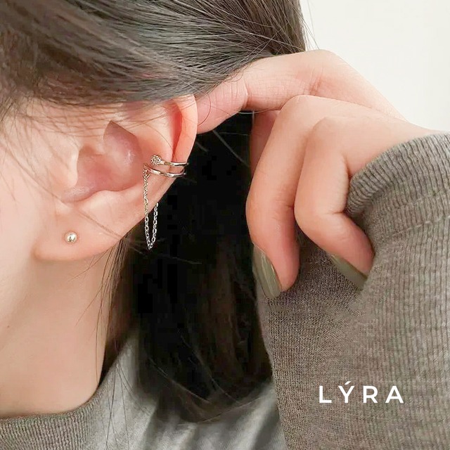 ジルコニアデュアルリングチェーンカフ