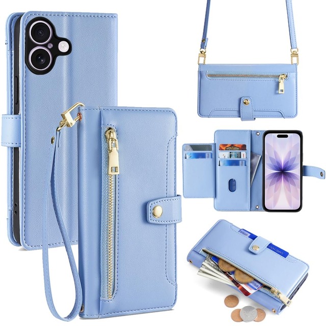 Cacheluna 手帳型ケース ショルダーケース for iphone 手帳型 ショルダーケース レザー for iPhone 17 斜め掛けと手持ちー スマートフォンケース 財布型 対応 アイフォン 肌触り良い 便利
