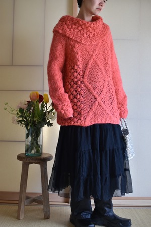 1970-80s  Poppy mohair Knit Top