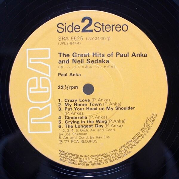 Neil Sedaka, Paul Anka / The Great Hits of Paul Anka and Neil Sedaka [SRA-9525-26] - 画像5