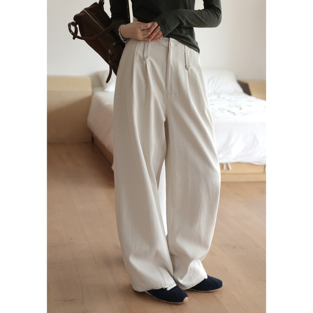 high waist tuck wide pants