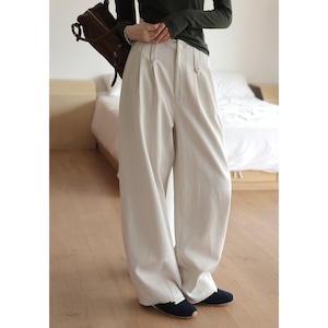 high waist tuck wide pants