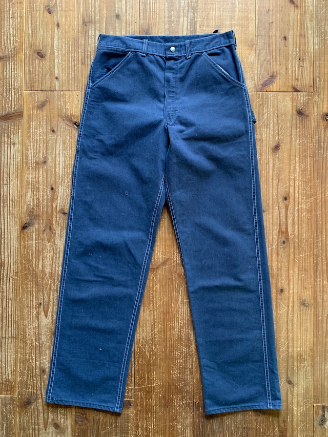 70's Sears VAT DYED DENIM ペインターパンツ 濃紺 実寸(35x32.5)