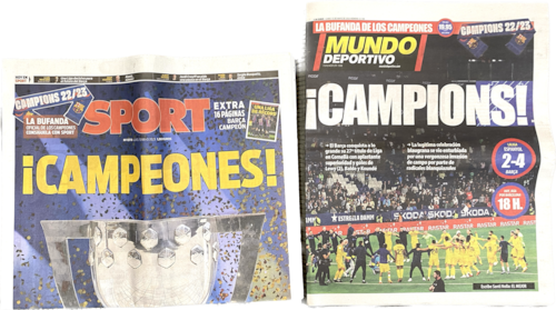 FCバルセロナ 2022-23シーズンのリーガ優勝を伝える地元新聞
