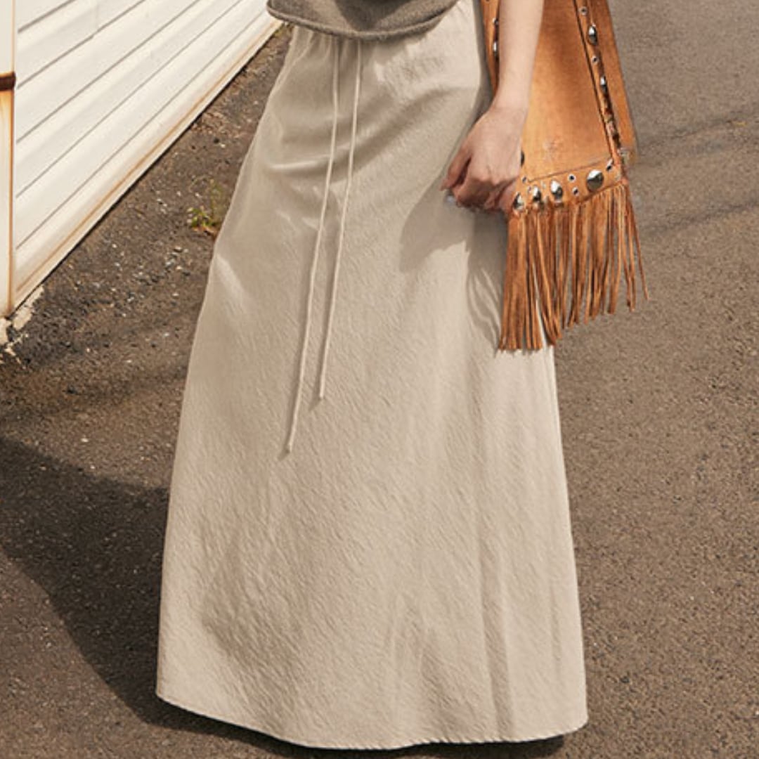 Drawcord waist A-line silhouette long skirt G819