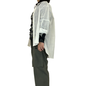 【最新作】綿シャーリングレースオーバーブラウス【262-1133】Cotton shirred lace overblouse