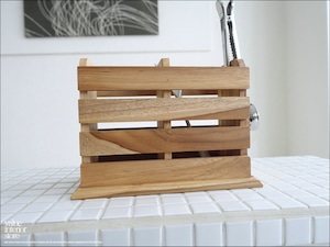 チーク無垢材 カトラリースタンドDoub 箸立て カトラリーホルダー 手づくり ナチュラル キッチン雑貨 マルチホルダー 総無垢材