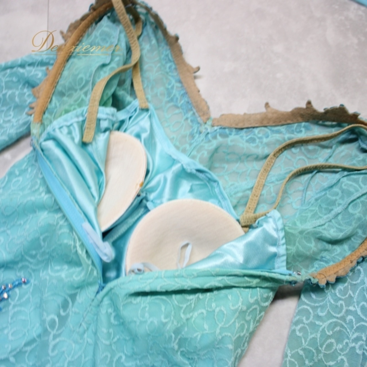 社交ダンス 衣装 スタンダード ドレス ワンピース パーティドレス 水色 lovely dancing ライトブルー系 レース 長袖 チョーカー セキネ 優雅な動き 二重スカート 光を纏うラインストーン 日本製 夏用 伸縮性あり 体型カバー フォーマル ストリートダンス おしゃれ かわいい レディース ファッション