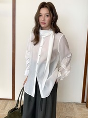シルクブレンド シアーロングトップス