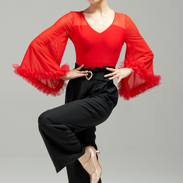 パフスリーブデザイン　シンプルデザイン　ダンストップス　(レオタードタイプ)　ds0464