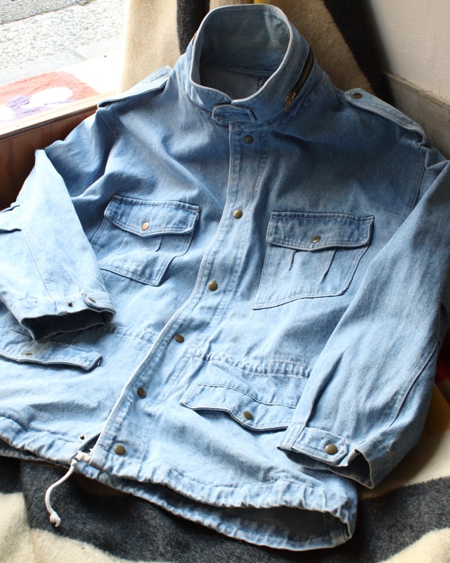 1980s- m-65 field parka style denim jacket .  size xlarge .