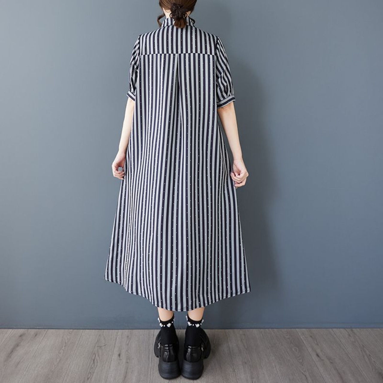ストライプ柄 ラップデザイン ワンピース  30147