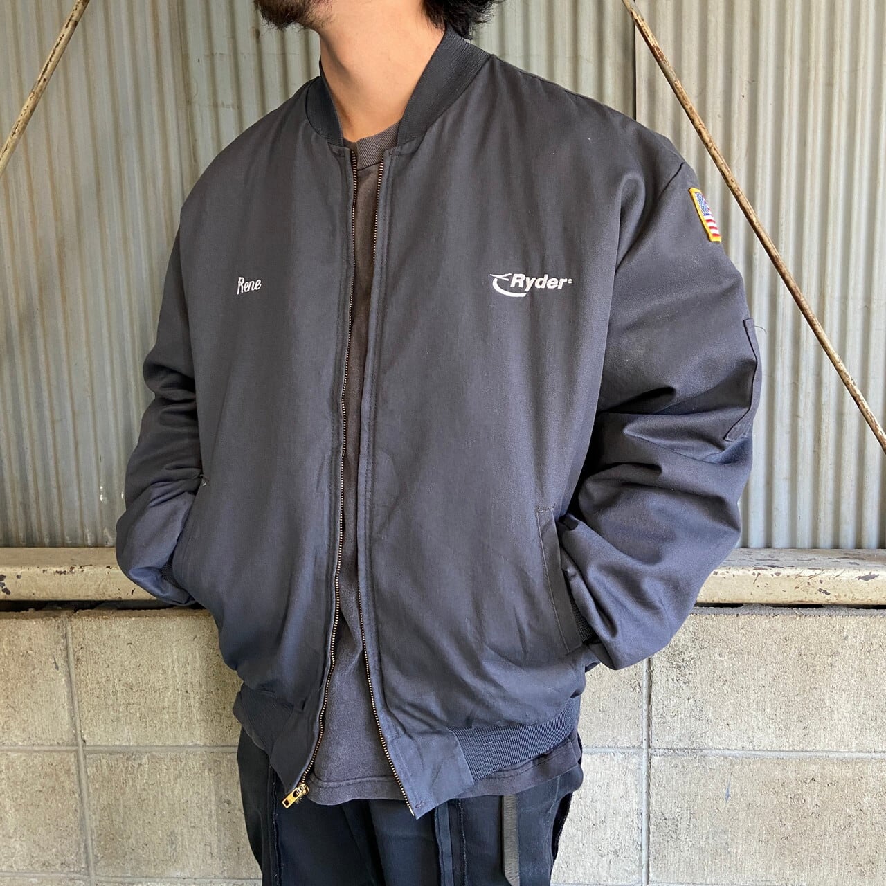 ビッグサイズ 90年代 USA製 WEAR GUARD 企業ロゴ 刺繍 星条旗ワッペン 