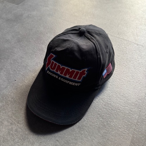 Summit サミット Racing Equipment レーシング キャップ ブラック ロゴ刺繍 アメリカ国旗 ワッペン