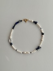 Lapis lazuli × Pearl Necklace［GSN094］