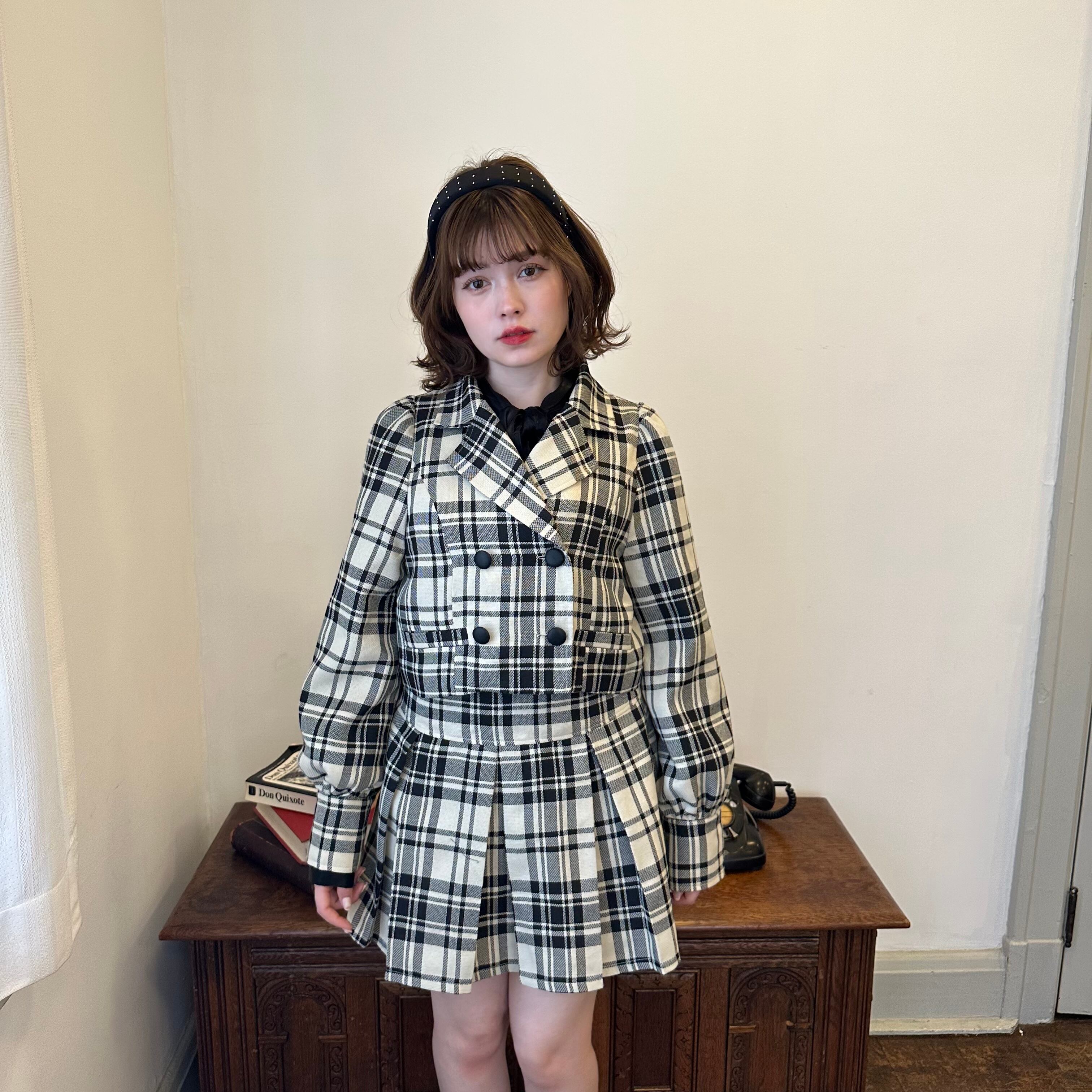 meltie miel check jacket&necktie