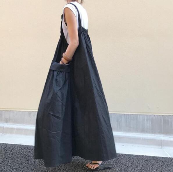 サスペンダースカート 2022春夏新作 ワンピース ロングワンピース 体型カバー 可愛い