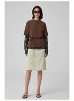 Simple Project Lace Mesh Long Tee