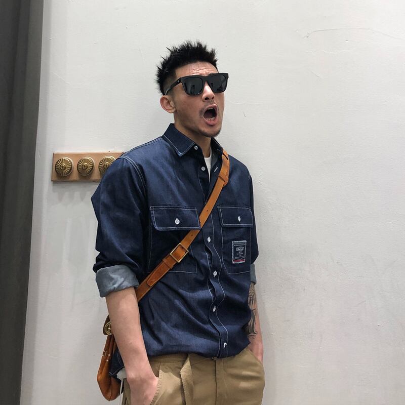 カジュアルシャツ スタンダードソリッド カラー レトロ ソリッドカラー Xu_Tailang9030284568