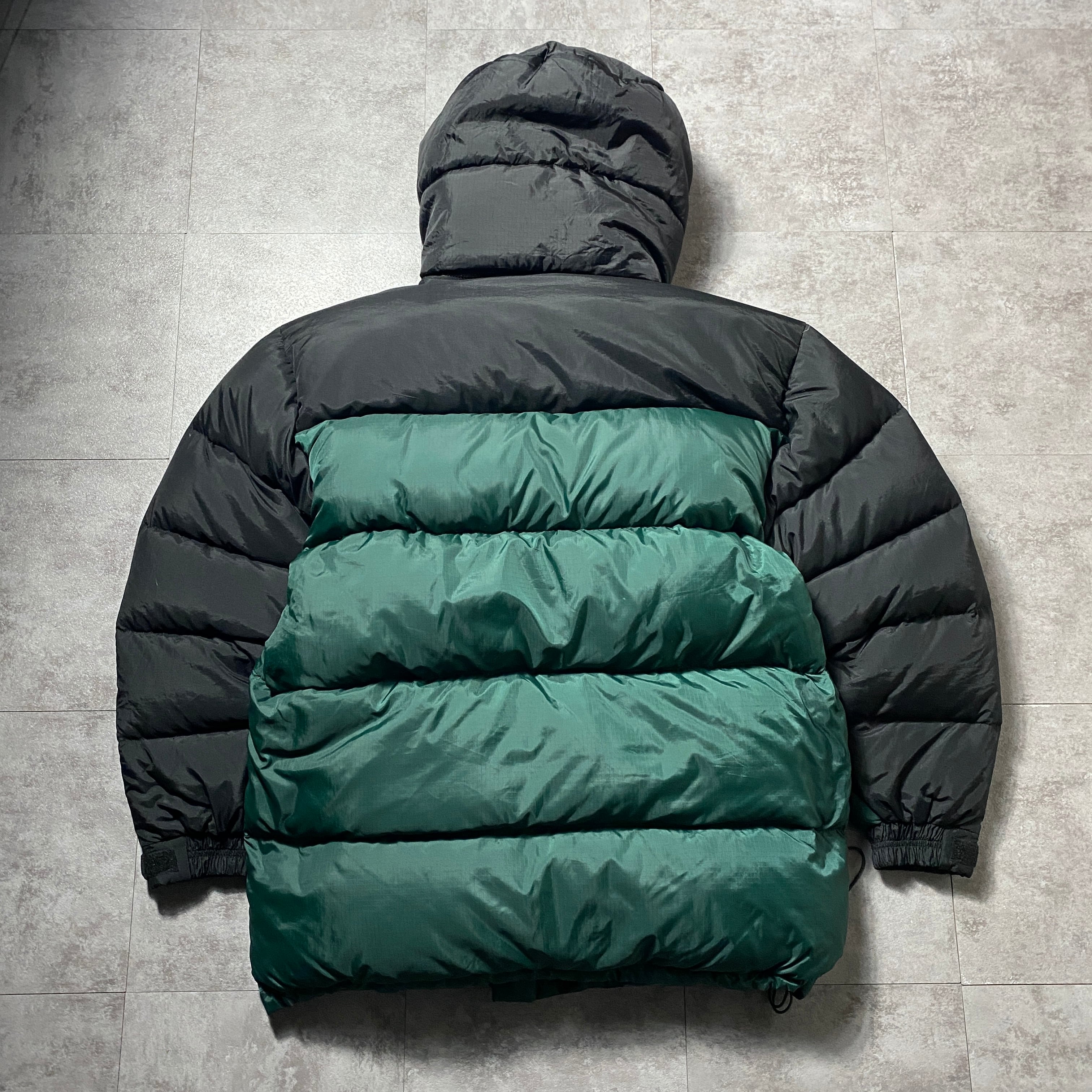 FIRST DOWN USA カーキ ダウンジャケット 90's 00's FIRST DOWN ファーストダウン 刺繍ワンポイント バイカラー