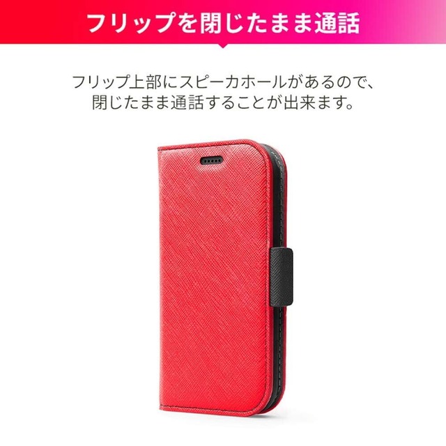 【Corallo】 らくらくスマートフォン me F-01L / F-42A 対応 ケース 手帳型 ストラップ 付き マグネット 式 ベルト スタンド 機能 薄型 手帳 レザー カバー カード 収納 付 [ らくらくスマホ らくらくホン me 対応 ] NU レッド×ブラック