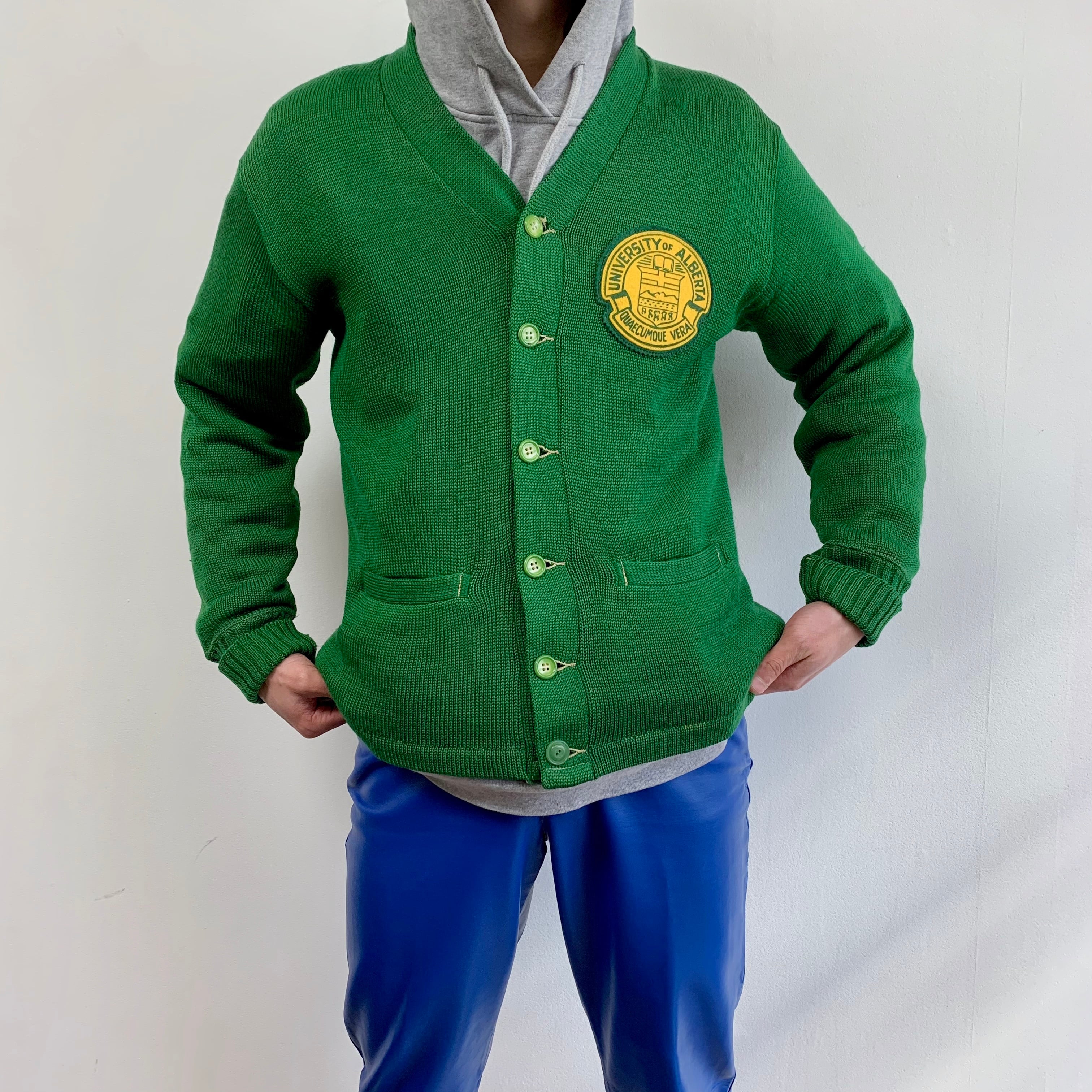 1316. 1950's puritan lettered cardigan green 50s 50年代