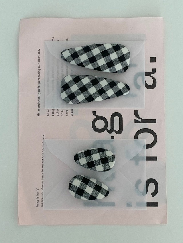 gingham check hair pin【 2type】No.Z086