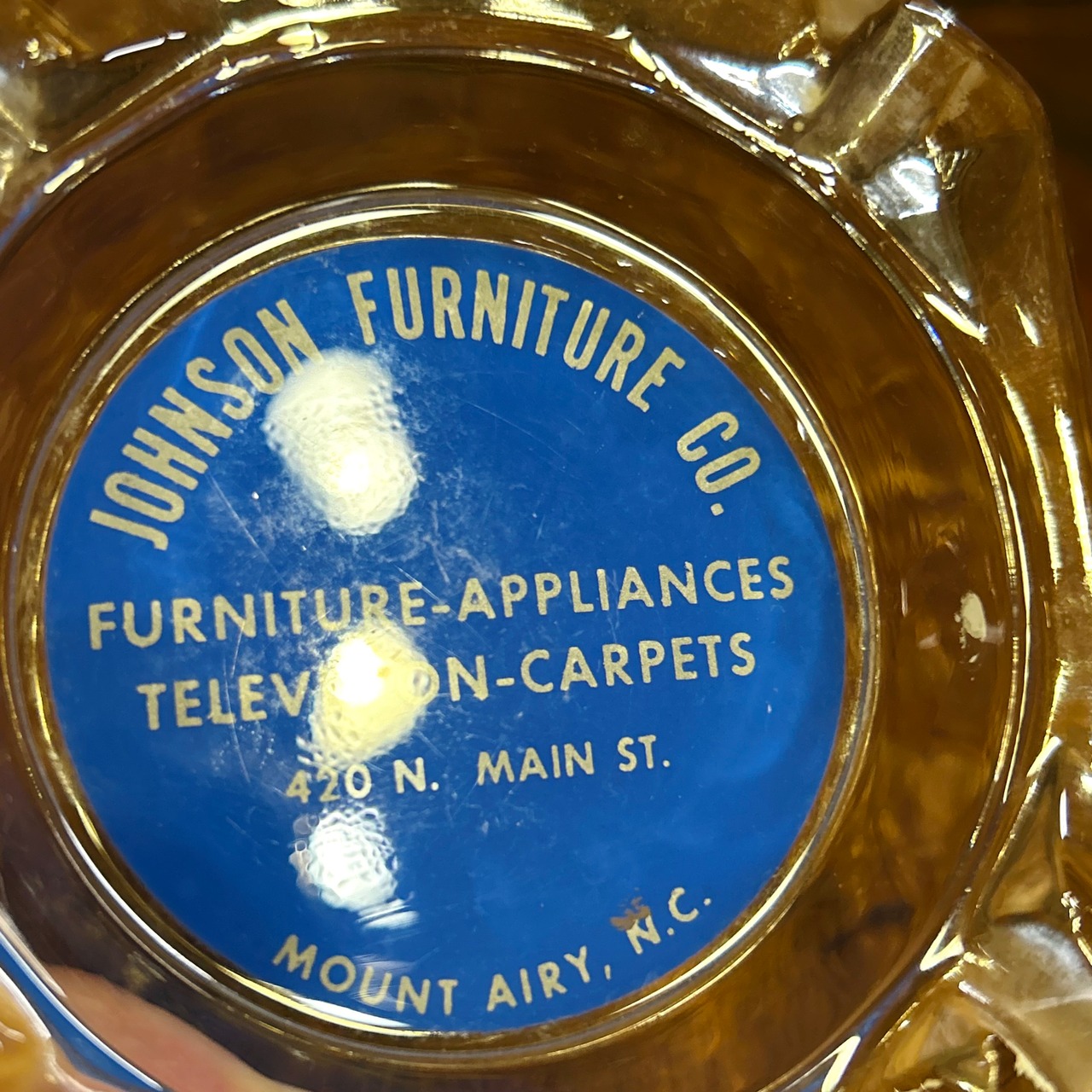 JOHNSON FURNITURE CO. ヴィンテージ ガラス灰皿 アドバタイジング USA