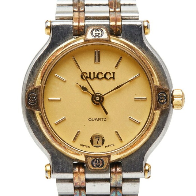グッチ 腕時計 9000L クオーツ ゴールド文字盤 ステンレススチール メッキ レディース GUCCI 【中古】