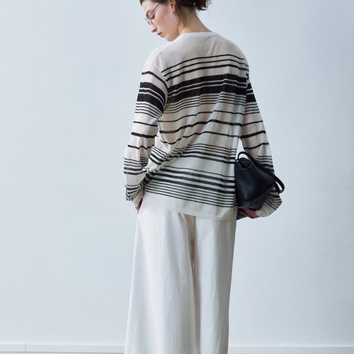 Sheer Border Long Sleeve Top【4color】　T6192