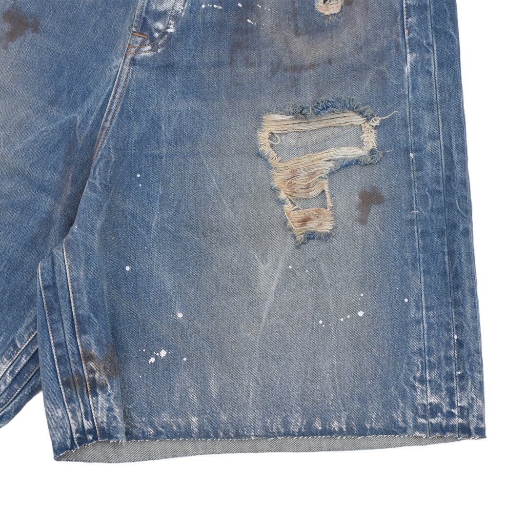 【関税込み】VETEMENTS ブルー Trashed Big Shape ジーンズ VETEMENTS】TRASHED BIG SHAPE DENIM SHORTS | AYIN
