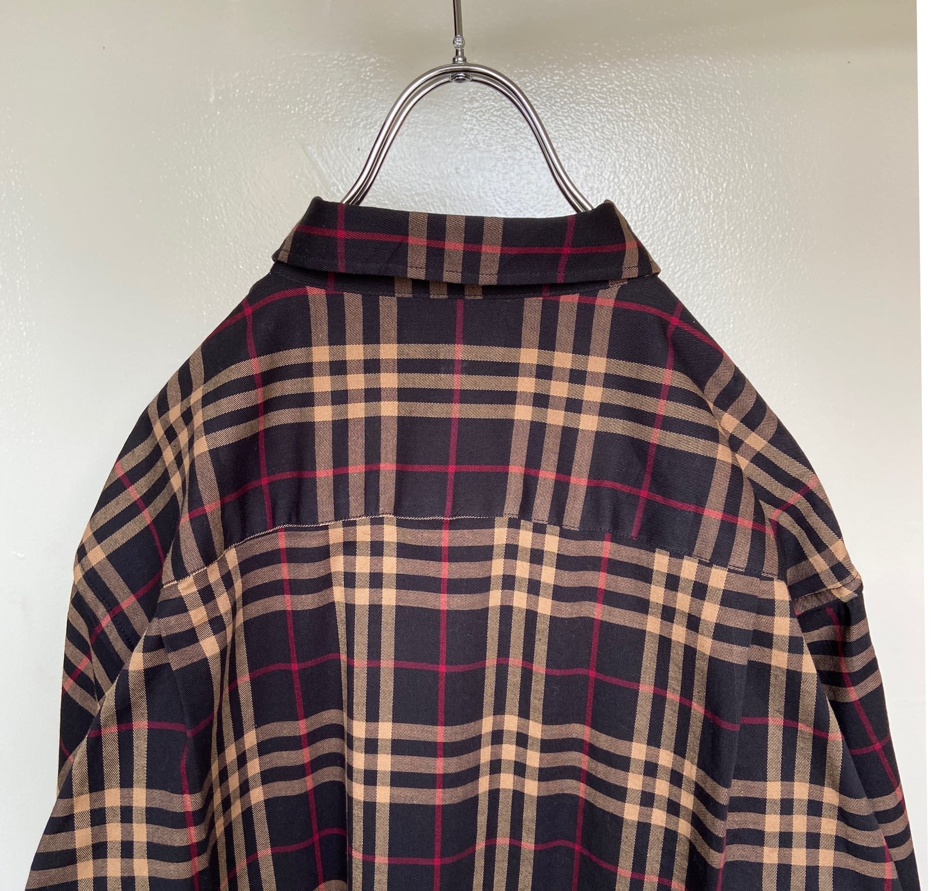 90s 古着 BURBERRY/バーバリー 金刺繍ロゴ 半袖 シャツ | 【古着 らく