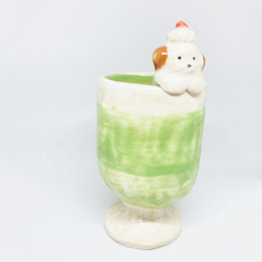 いぬのクリームソーダの花瓶/ すずきたまみ / 陶芸作品