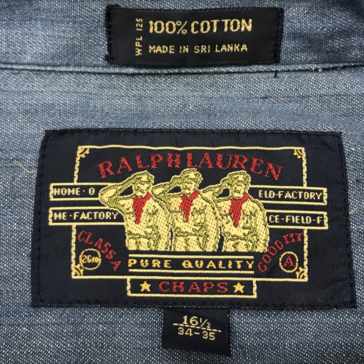 CHAPS RALPH LAUREN 80年代 チャップス 旧タグ 長袖ボタンダウンシャツ ダークネイビー 2XL相当