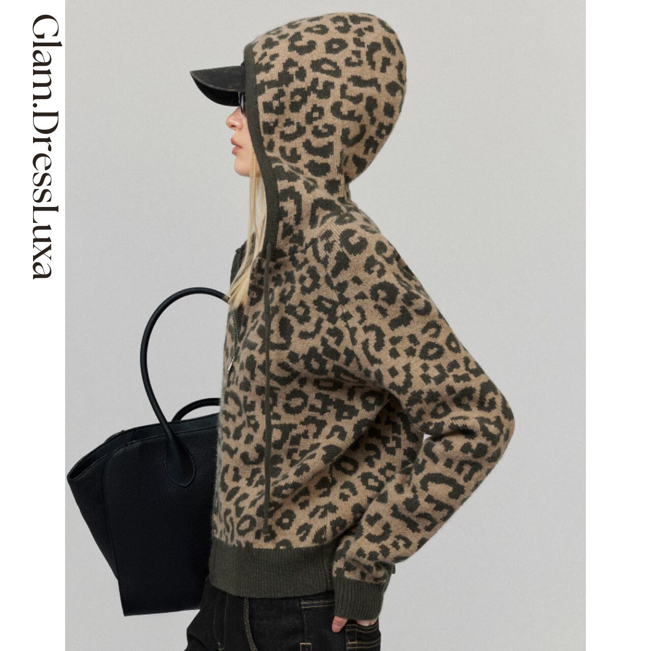 Leopard Knit Zip レオパードニットジャケット_K20