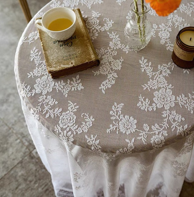 【large】lace White Display Plate/ 【m1419】【大】レースデザインディスプレイクロス