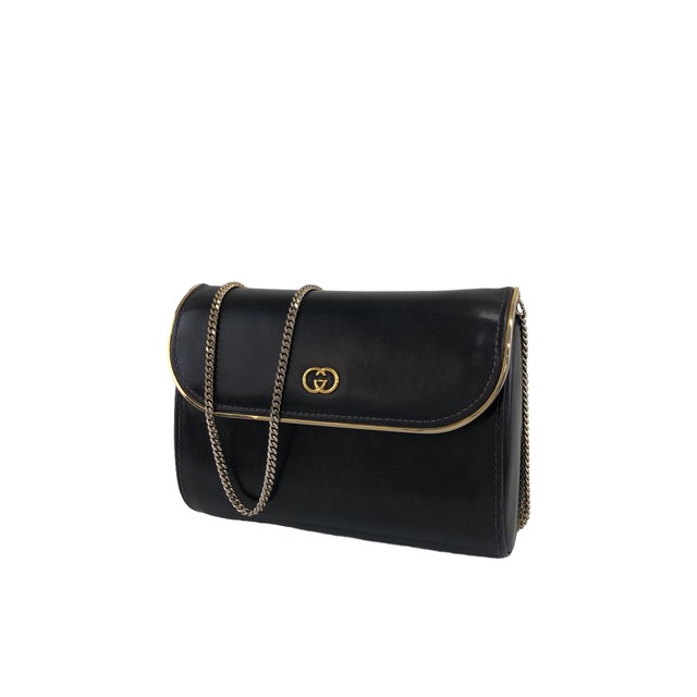 GUCCI グッチ GG レザー ミニバッグ チェーンショルダー ショルダーバッグ ブラック vintage ヴィンテージ オールド xkhkk6