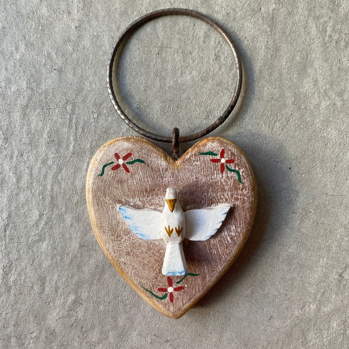 フォークアート OA 壁掛け アイアン 幸せを運ぶ白い鳩 &レッドフラワー