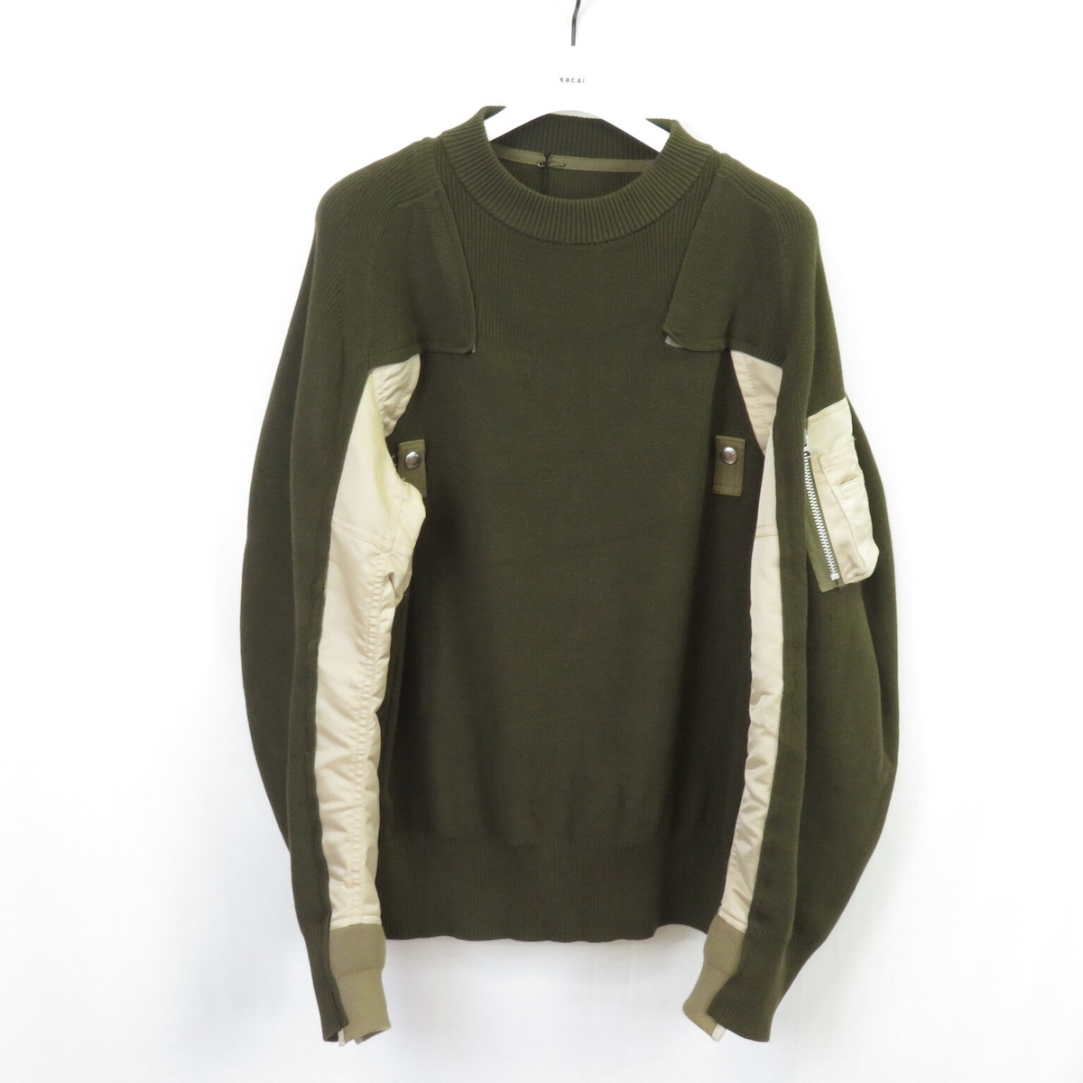 未使用 sacai ナイロンツイル ミックス ニット プルオーバー MA-1 
