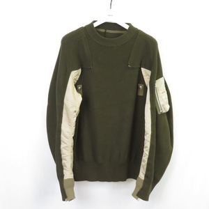 未使用 sacai ナイロンツイル ミックス ニット プルオーバー MA-1ドッキングセーター size2/サカイ 2022モデル 0604